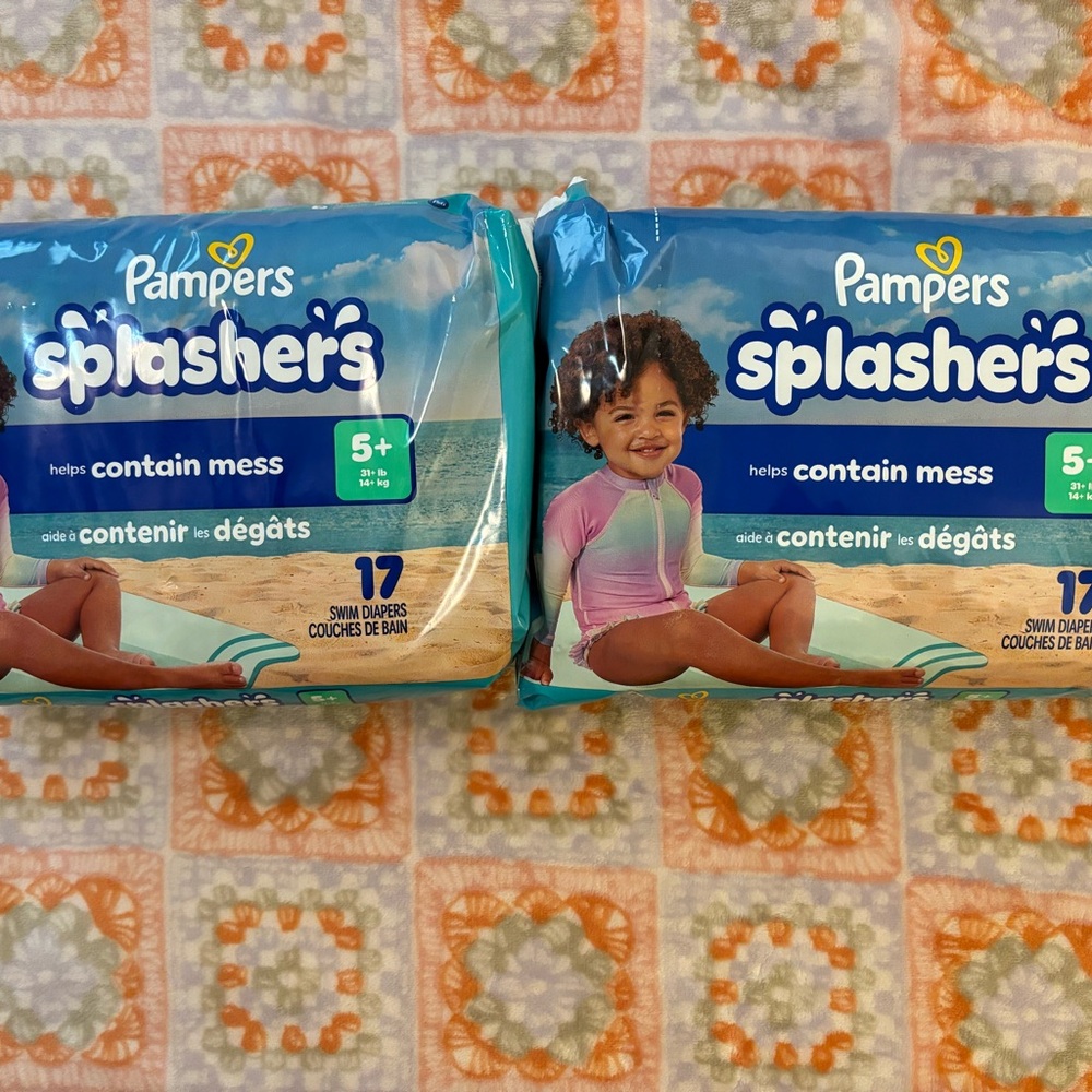 2 Pks Pampers Splashers Swim Diapers BRAND NEW